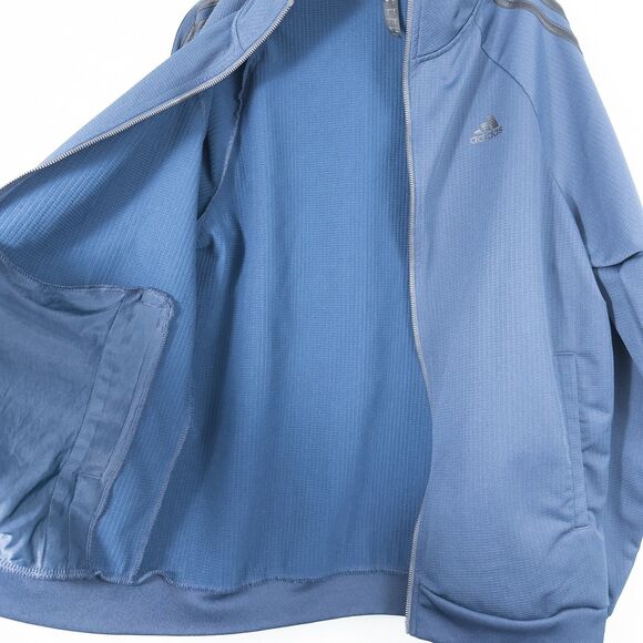 Adidas 3 Stripes Track Jacket Mens Large Blue Black Ripstop Grid Fleece DH9089 - Picture 11 of 16